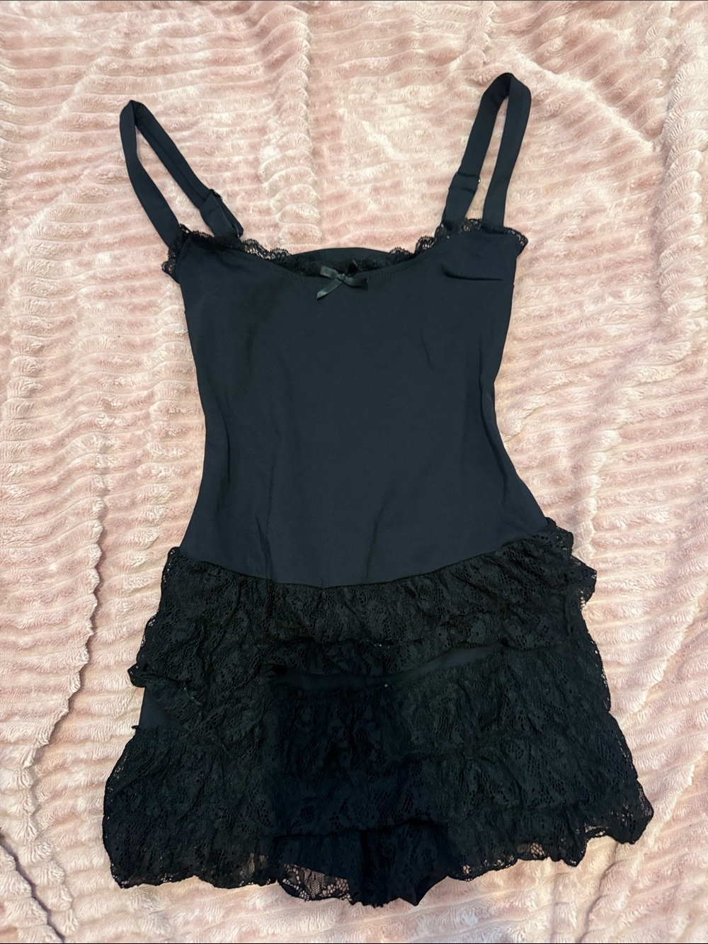 NWOT Edikted Black Lace Ruffle one piece black romper shorts size xs